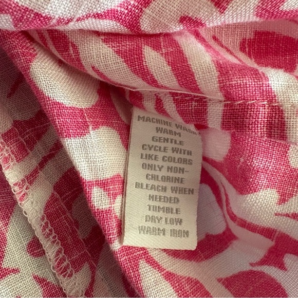 Charter Club 100% Linen Pink White Paisley Button Down Blouse Sz 4 Easter Floral - Picture 13 of 13
